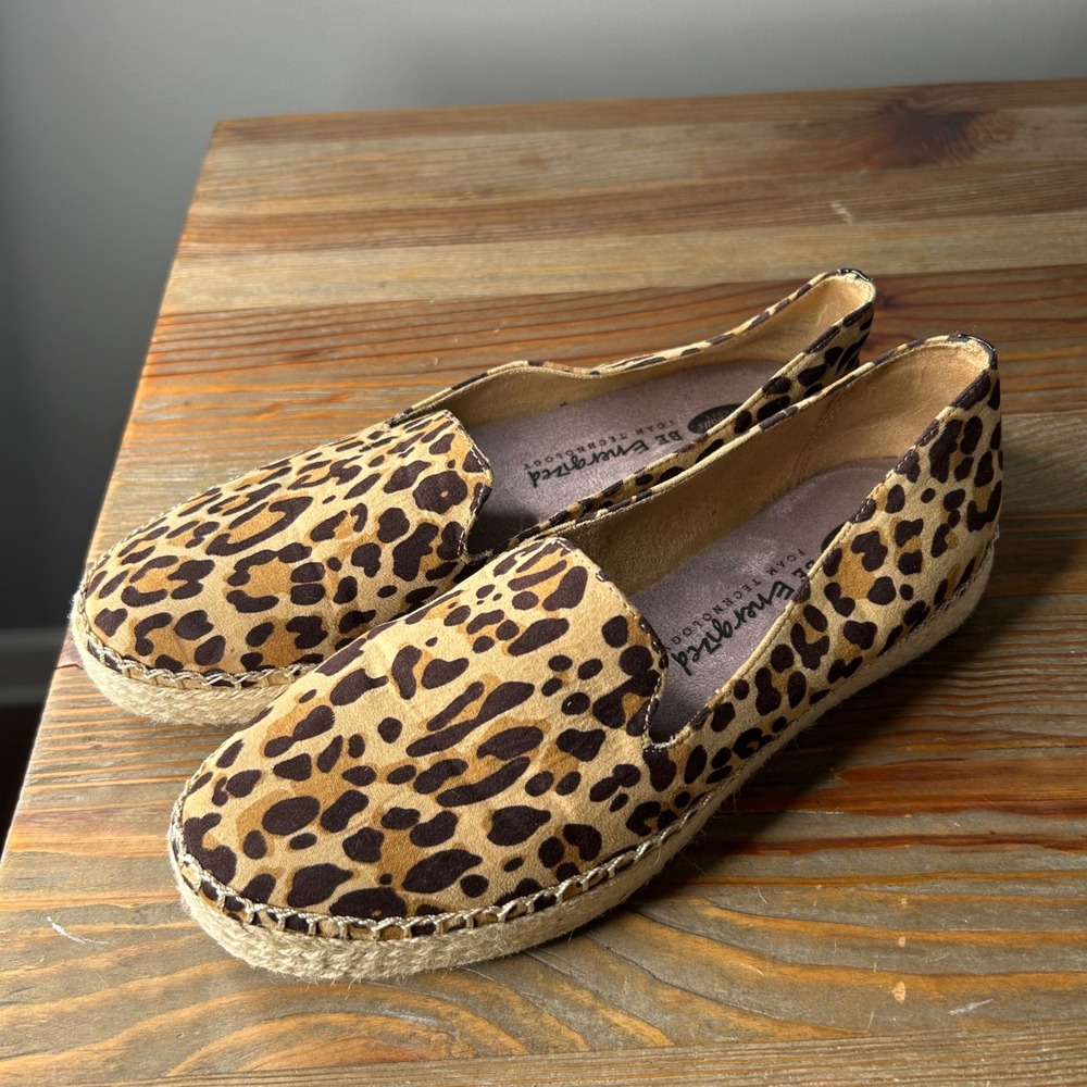 Dr Scholls Leopard Print Espadrille Flats‎ Slip On Women Size 9.5